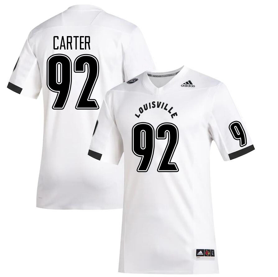 Men #92 Micah Carter Louisville Cardinals College Football Jerseys Stitched Sale-White